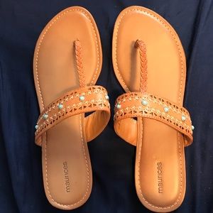 Tan and turquoise size 12 sandals